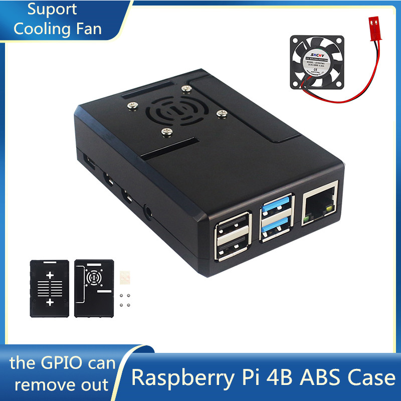 غطاء بلاستيكي أسود من نوع ABS  - مراجعة Pi 4 Case وسعره
